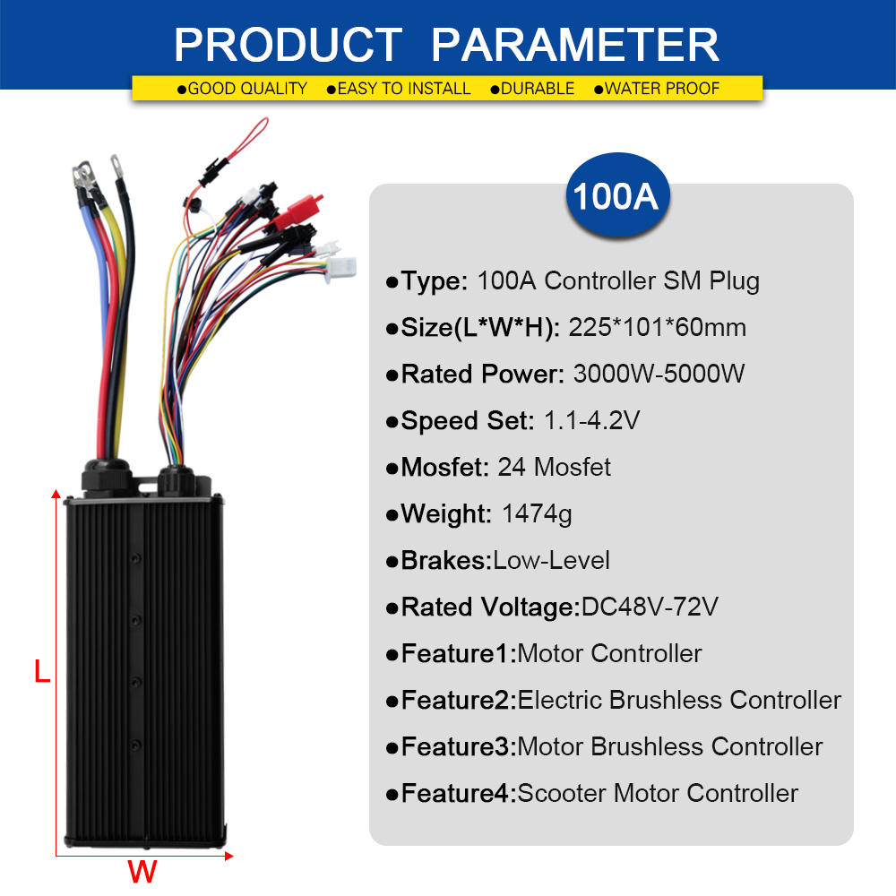 Ebike موجة جيبية تحكم 100A ثلا - مراجعة 72V 100A Sabvoton Controller وسعره
