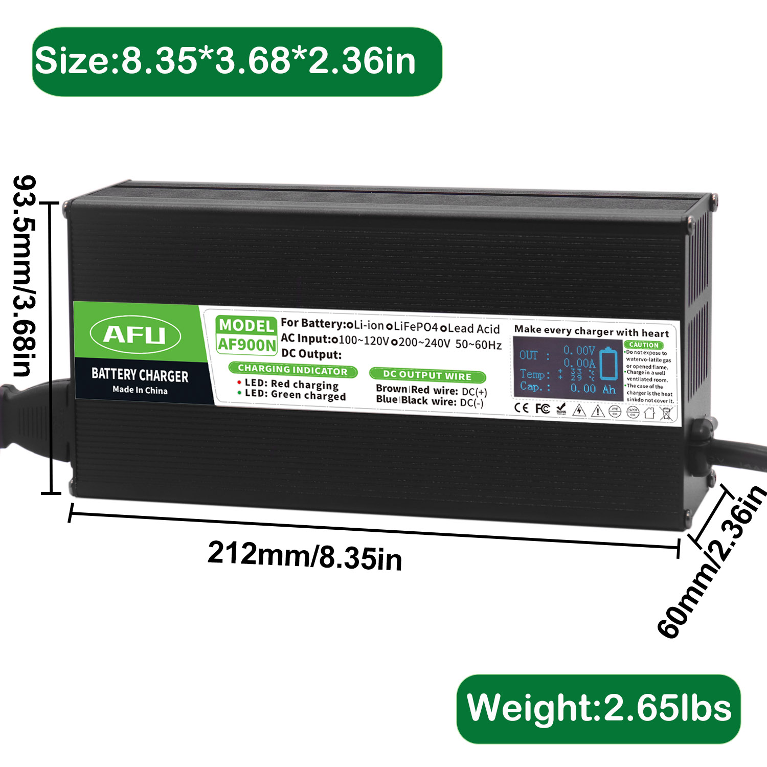 58.4 فولت 15A LiFePO4 شاحن بطا - مراجعة 84V 20A Smart Charger وسعره