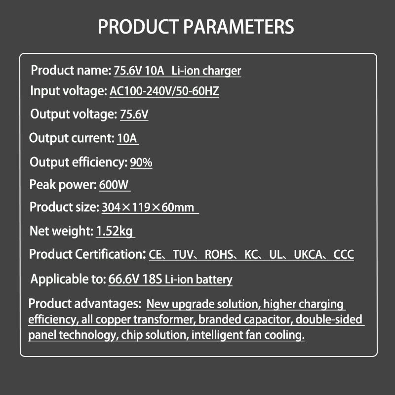 75.6 فولت 10A شاحن USD ل 66.6  - مراجعة 84V 20A Smart Charger وسعره